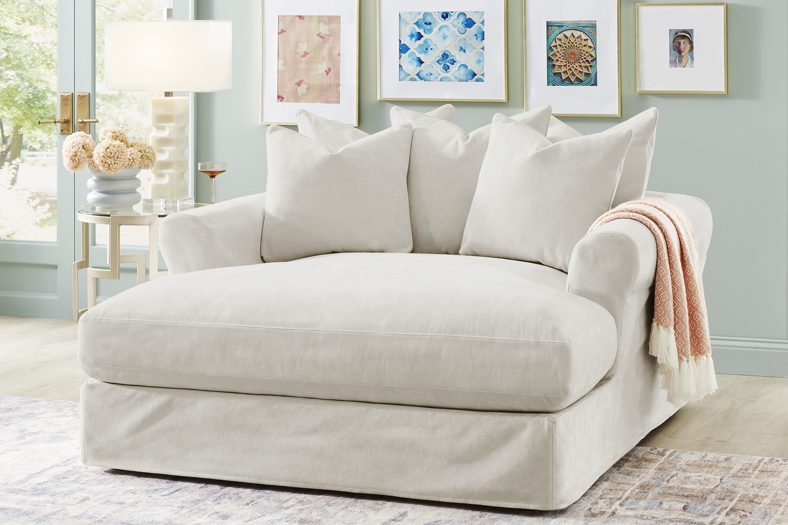 Essex Lane Ivory Slipcover Chaise - Thumbnail - Image 3