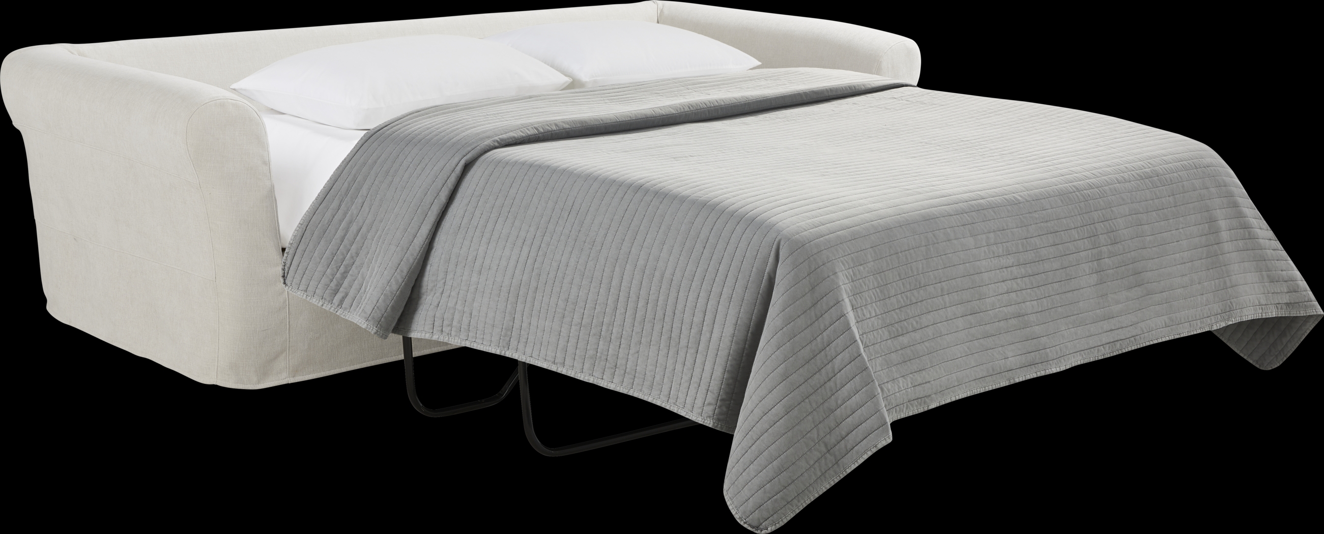 Essex Lane Ivory Slipcover Apartment Gel Foam Sleeper Sofa - Thumbnail - Image 2