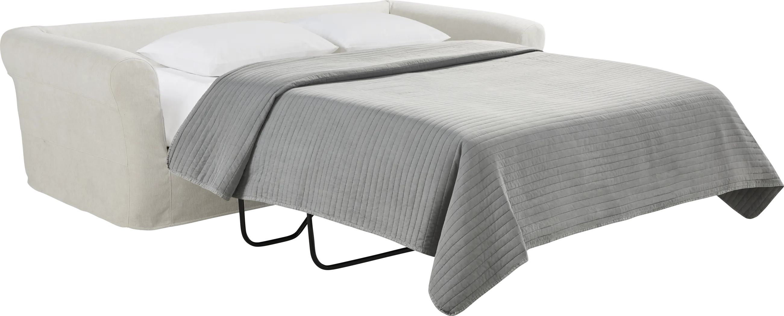 Essex Lane Ivory Slipcover Apartment Sleeper Sofa - Thumbnail - Image 2