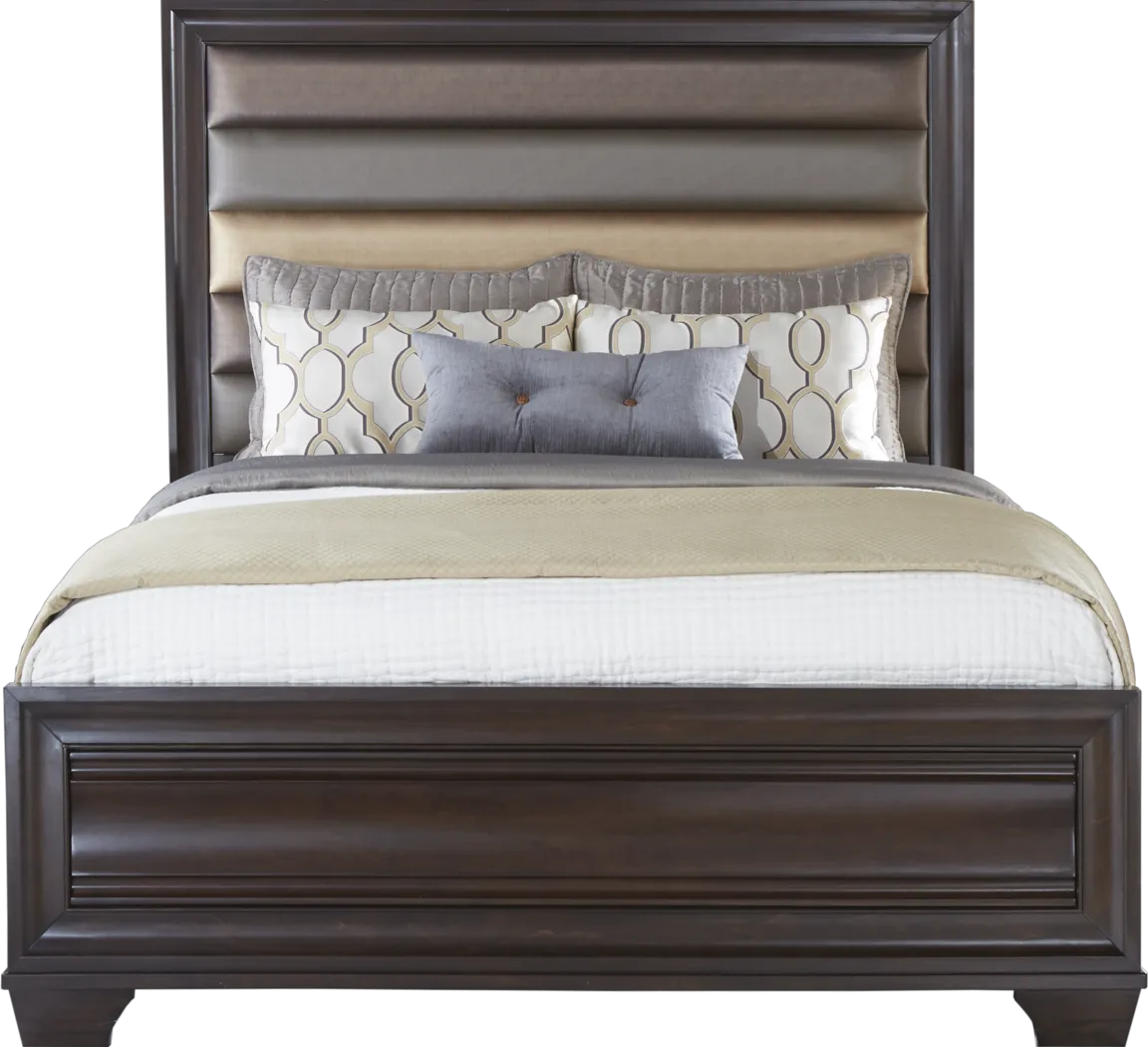 Essonne Chocolate 3 Pc Queen Upholstered Bed - Thumbnail - Image 1