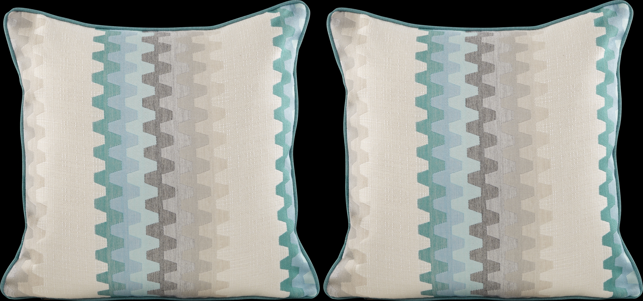 Accordian Geo Turquoise Indoor/Outdoor Accent Pillow, Set of Two - Thumbnail - Image 1