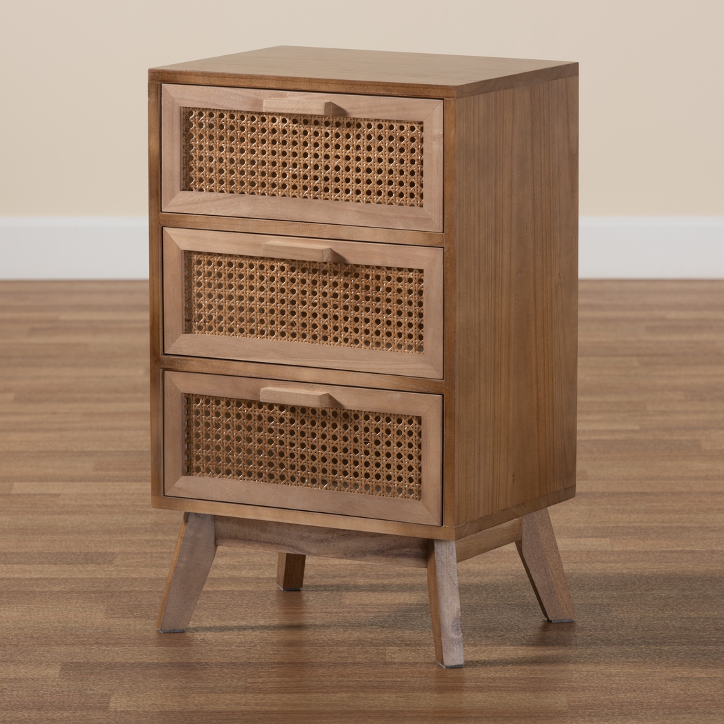 Ethelwyn Brown 3 Drawer Nightstand - Thumbnail - Image 2