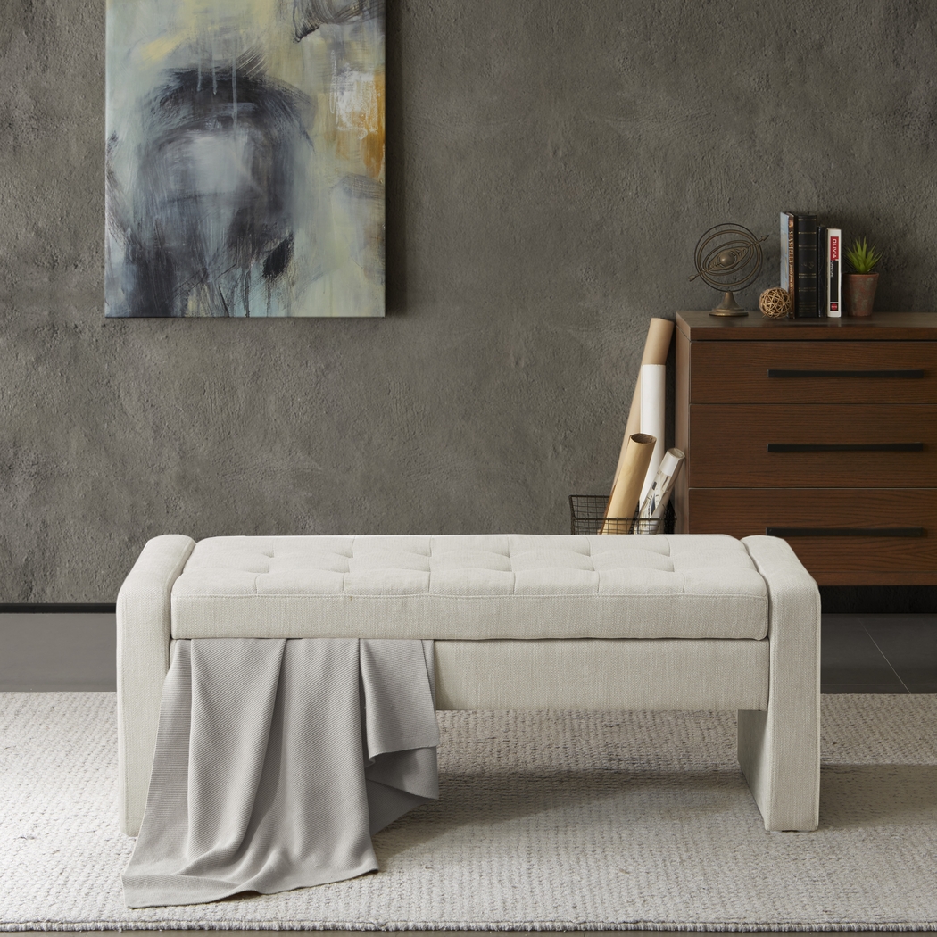 Etton Beige Storage Bench - Thumbnail - Image 2