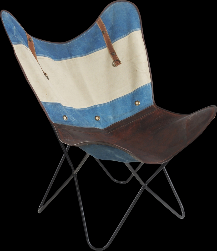 Eucali Blue/Cream Accent Chair - Thumbnail - Image 8