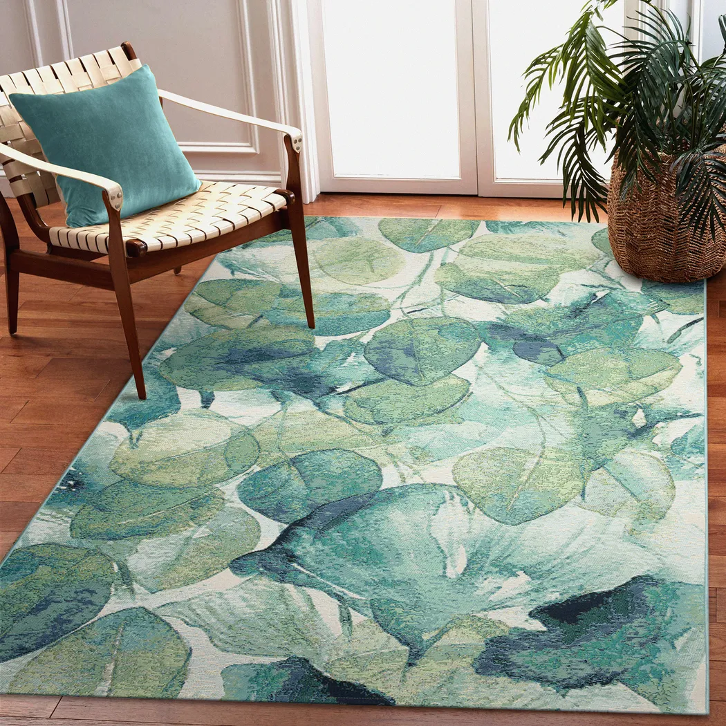 Eucapas Green 7'10 x 9'10 Indoor/Outdoor Rug - Thumbnail - Image 2