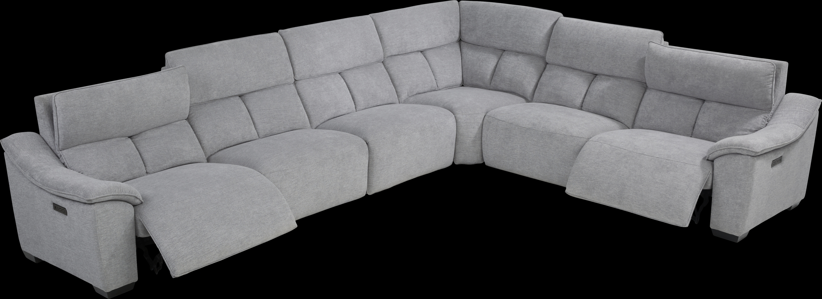 Eustice Bank Light Gray 6 Pc Dual Power Reclining Sectional - Thumbnail - Image 3