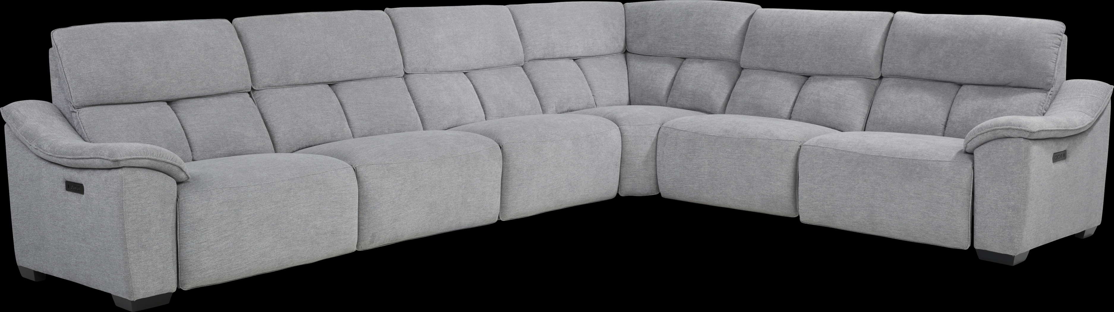 Eustice Bank Light Gray 6 Pc Dual Power Reclining Sectional - Thumbnail - Image 1