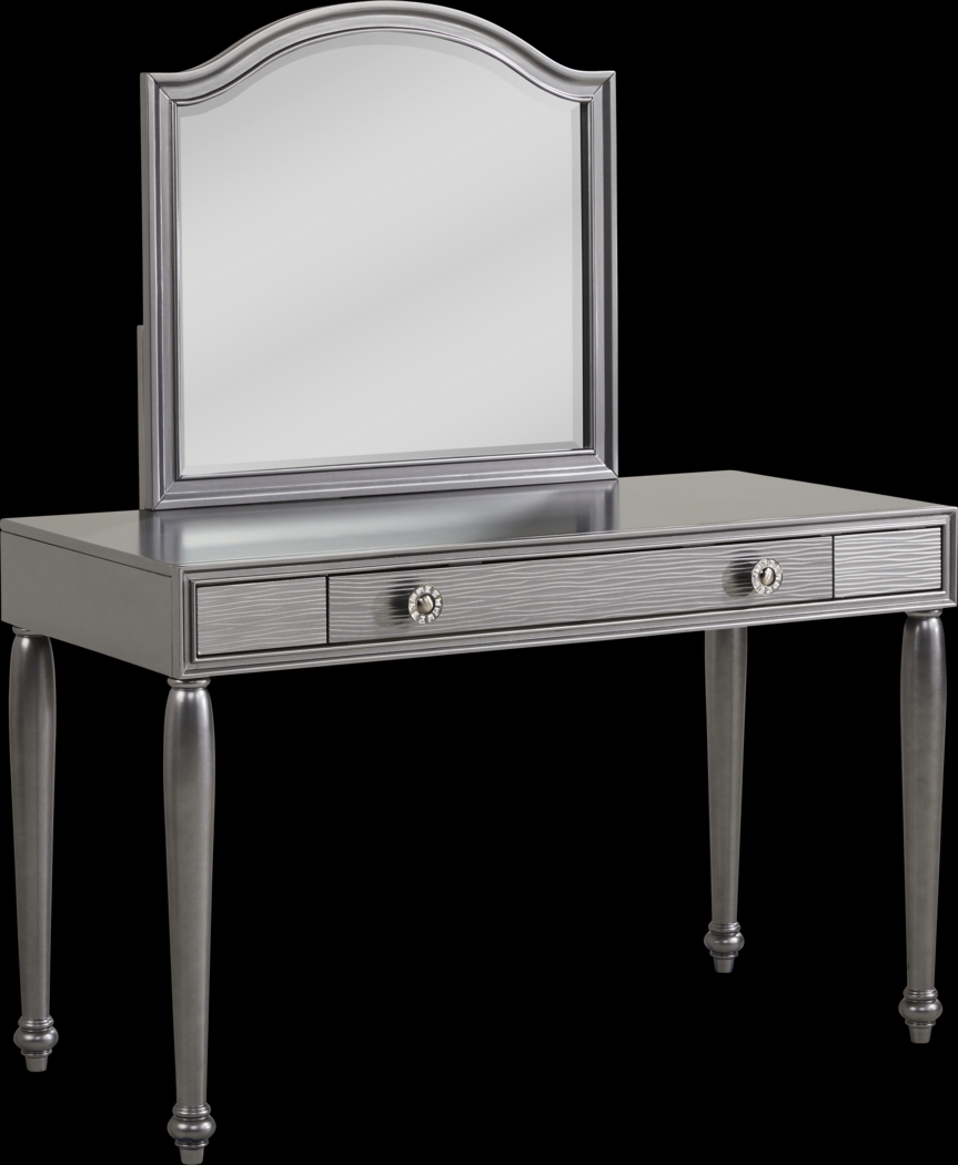 Evangeline Charcoal Vanity Desk with Mirror - Thumbnail - Image 2