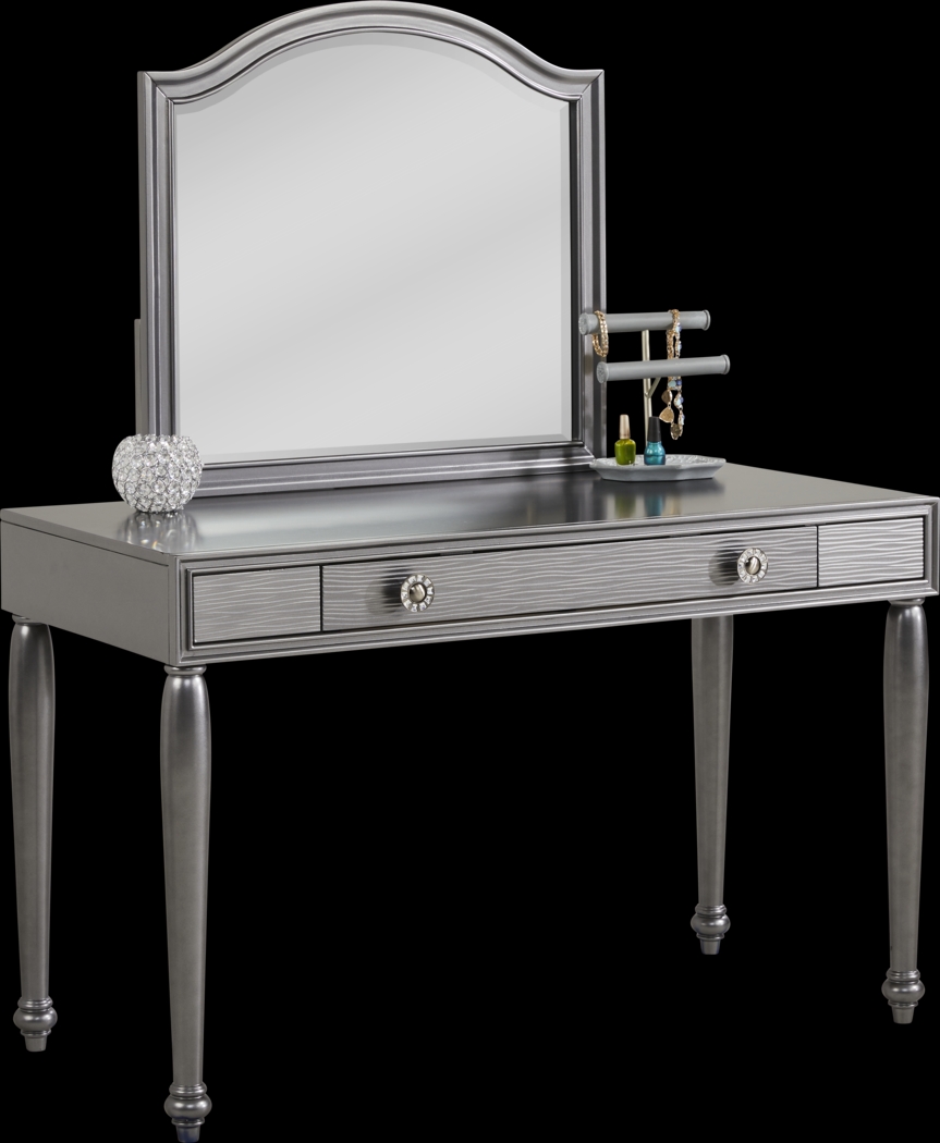 Evangeline Charcoal Vanity Desk with Mirror - Thumbnail - Image 3