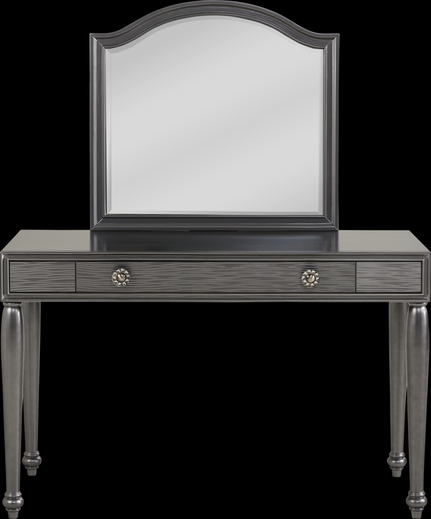 Evangeline Charcoal Vanity Desk with Mirror - Thumbnail - Image 1