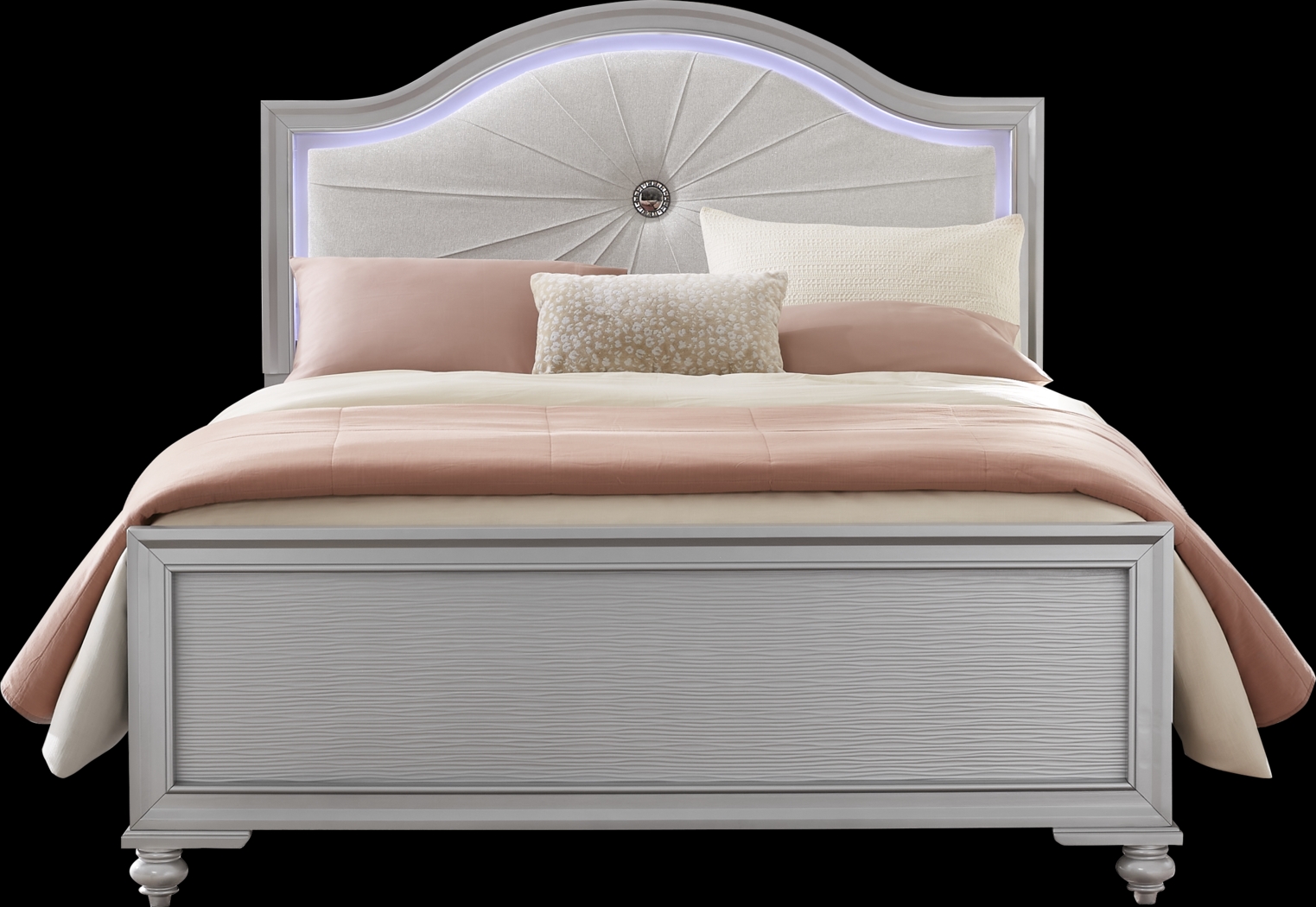Evangeline Silver Queen Panel Bed - Thumbnail - Image 1