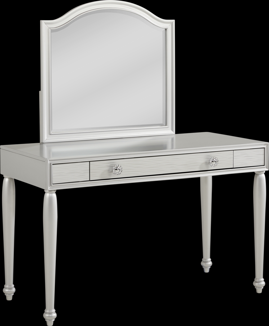 Evangeline Silver Vanity Desk with Mirror - Thumbnail - Image 2