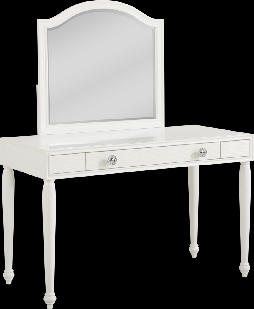 Evangeline White Vanity Desk with Mirror - Thumbnail - Image 2