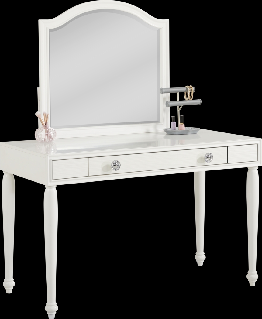 Evangeline White Vanity Desk with Mirror - Thumbnail - Image 3