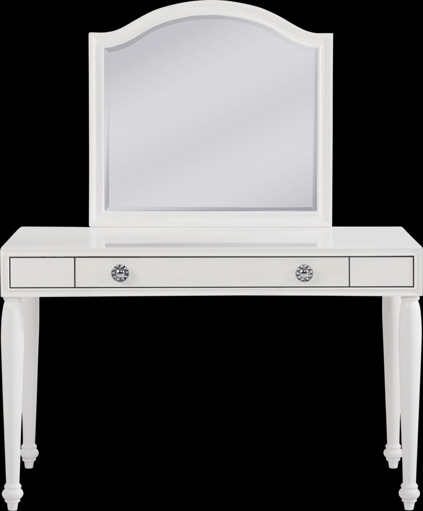 Evangeline White Vanity Desk with Mirror - Thumbnail - Image 1