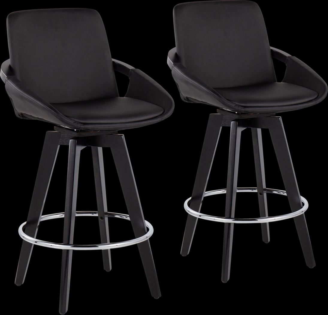 Everan II Black Counter Height Stool, Set of 2 - Thumbnail - Image 1