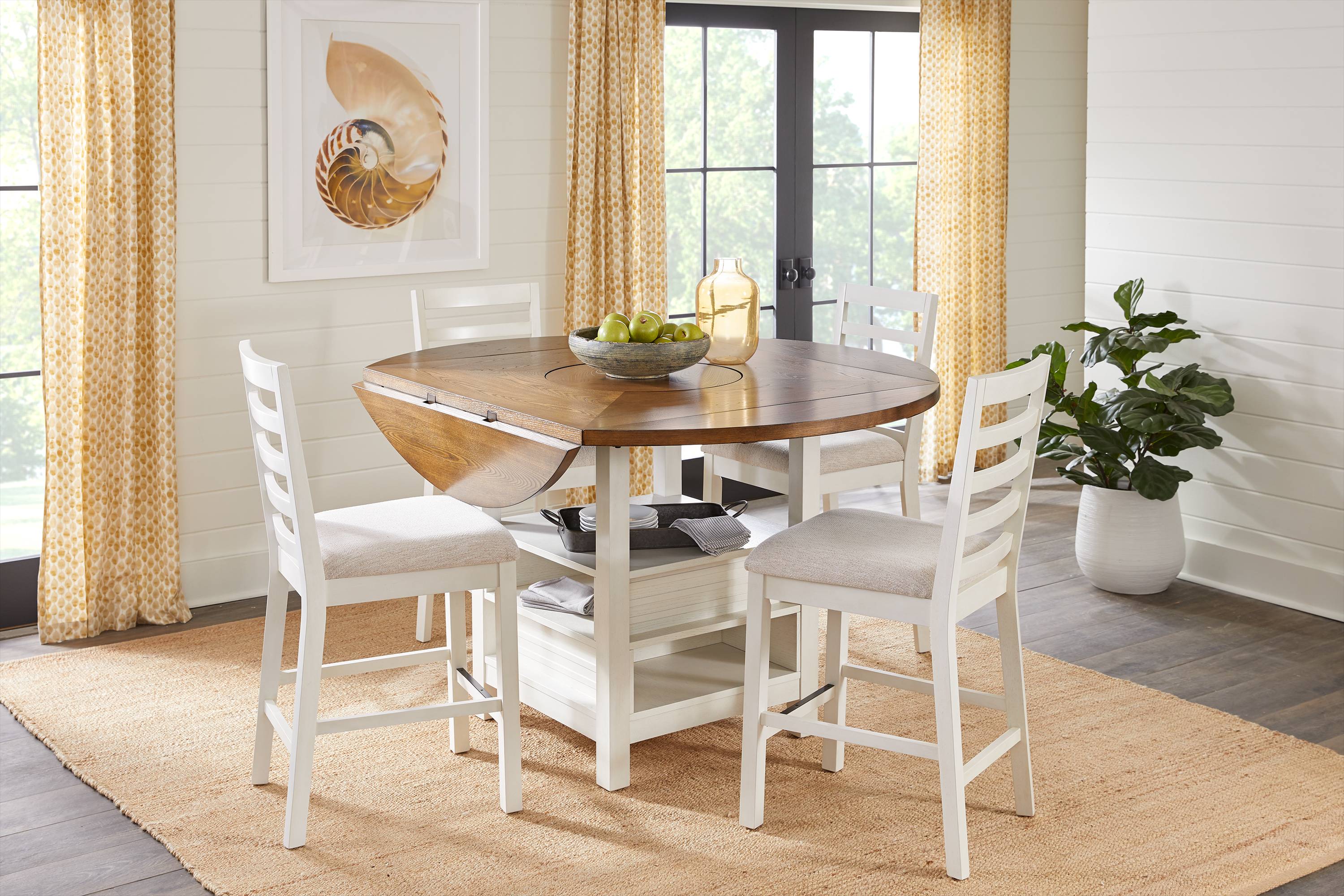 Everdeen Cottage White 5 Pc Counter Height Dining Room - Thumbnail - Image 1