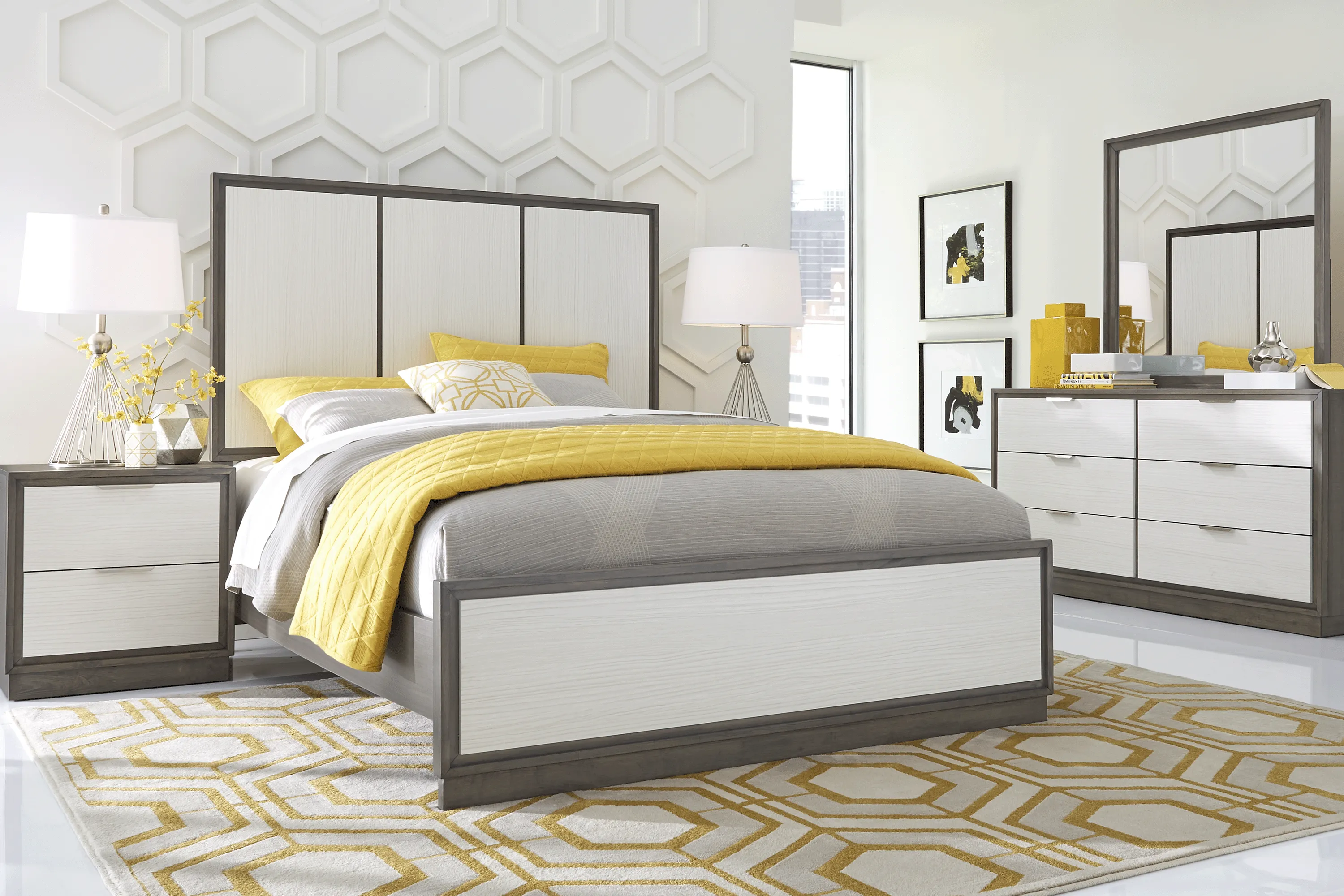 Everson Gray 7 Pc King Panel Bedroom - Thumbnail - Image 1