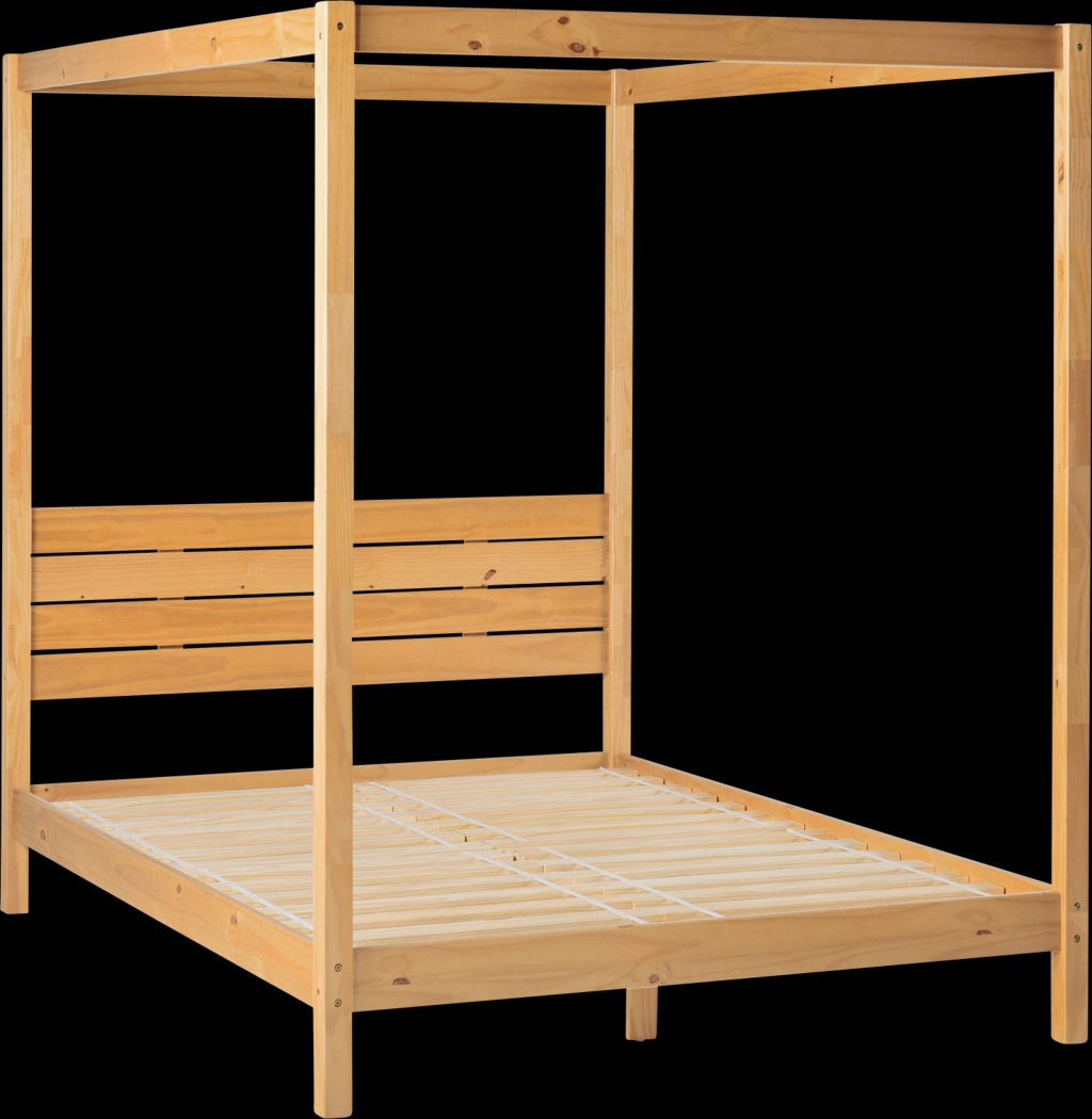 Evertrust Natural Queen Canopy Bed - Thumbnail - Image 1