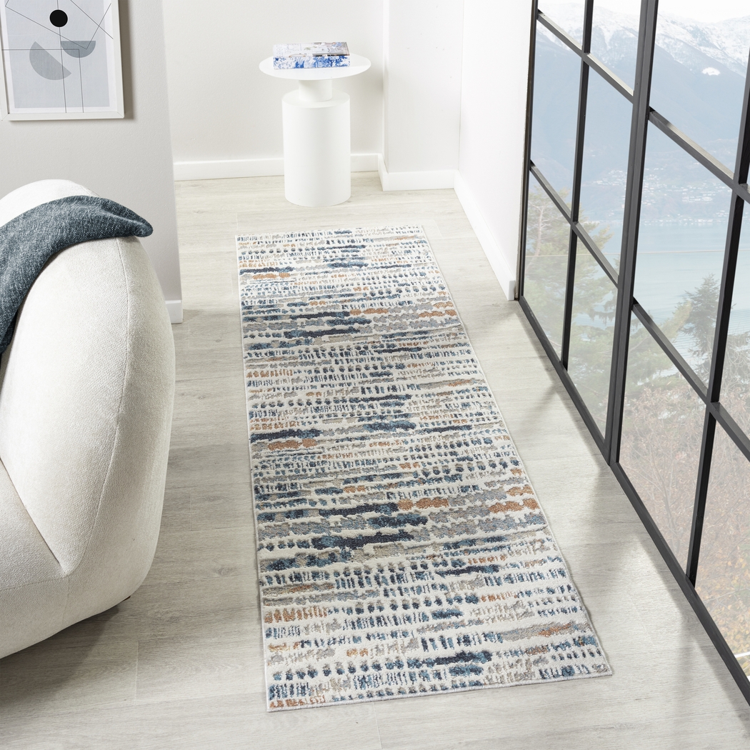 Evette Rios Basili Blue 2'2 x 7' Runner Rug - Thumbnail - Image 2