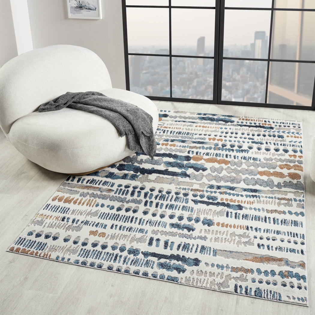 Evette Rios Basili Blue 5'3 x 7' Rug - Thumbnail - Image 3