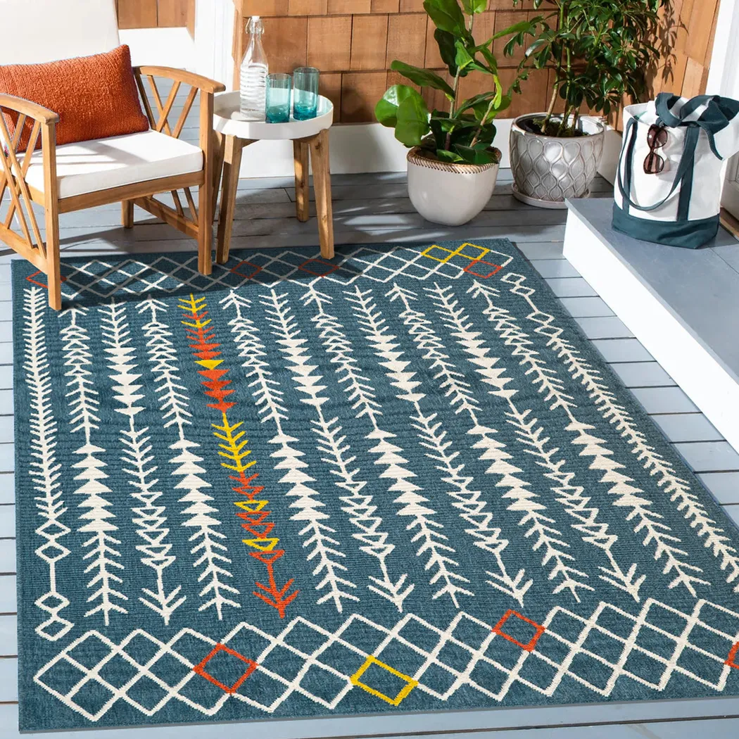 Evette Rios Blackwood Blue 5' x 7' Indoor/Outdoor Rug - Thumbnail - Image 2
