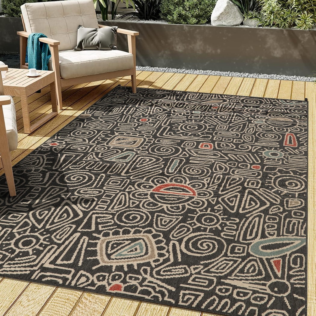 Evette Rios Cullin Black 5' x 7' Indoor/Outdoor Rug - Thumbnail - Image 2