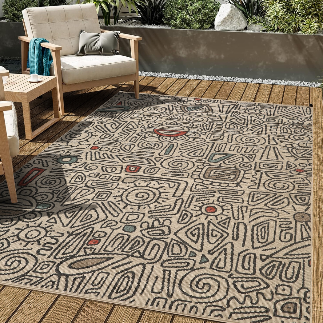 Evette Rios Cullin Ivory 5' x 7' Indoor/Outdoor Rug - Thumbnail - Image 2