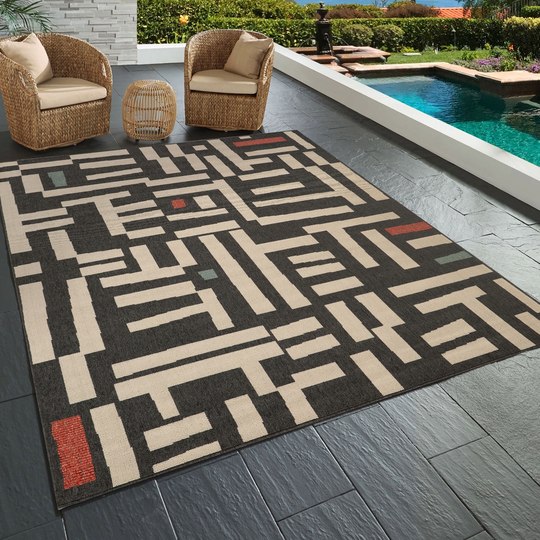 Evette Rios Swanton Black 5' x 7' Indoor/Outdoor Rug - Thumbnail - Image 2