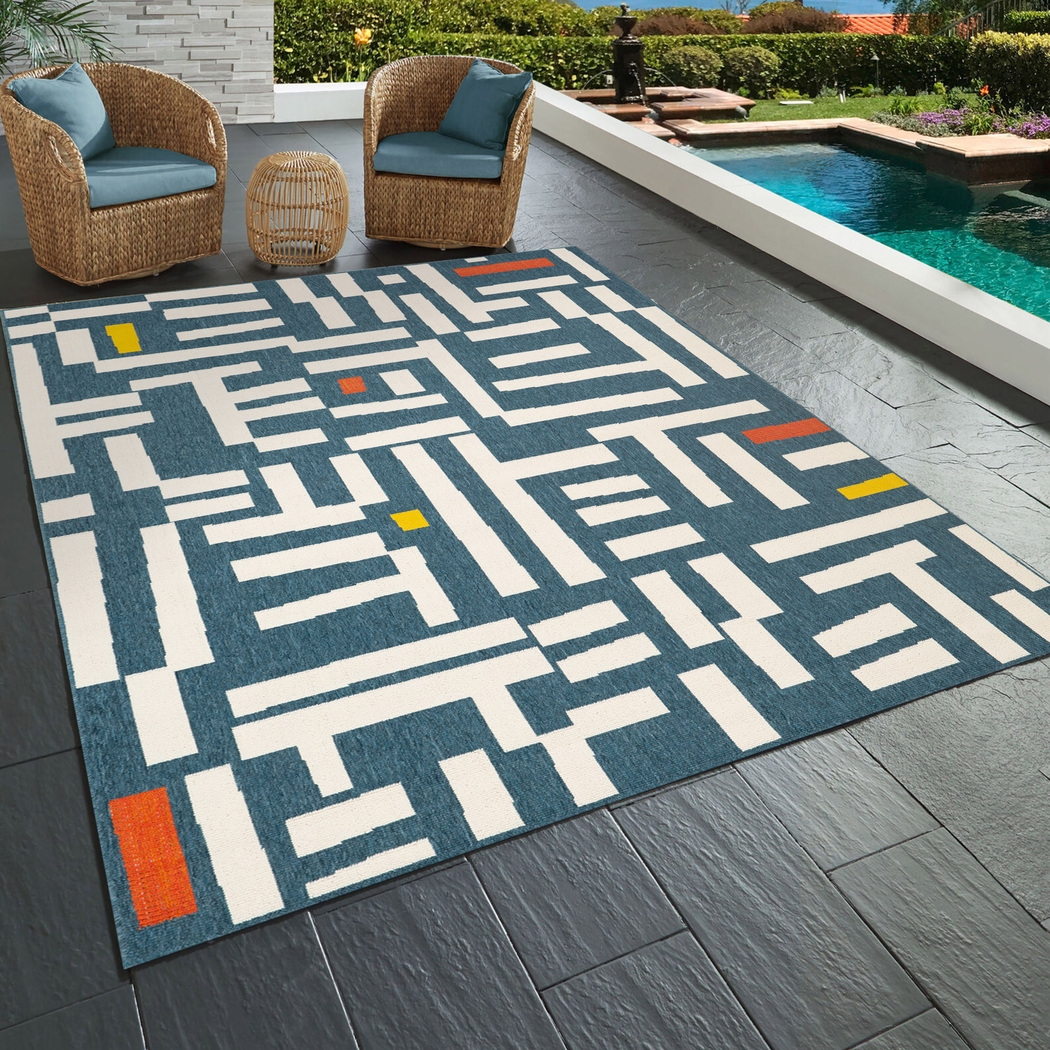 Evette Rios Swanton Blue 5' x 7' Indoor/Outdoor Rug - Thumbnail - Image 2
