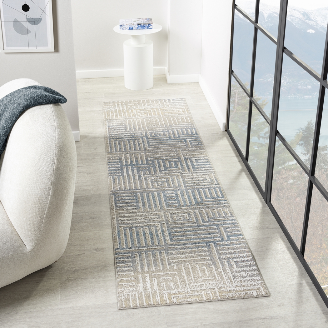 Evette Rios Udae Blue 2'2 x 7' Runner Rug - Thumbnail - Image 2