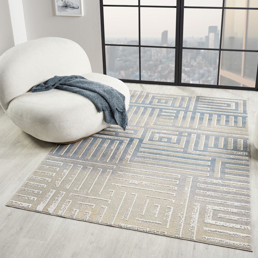 Evette Rios Udae Blue 5'3 x 7' Rug - Thumbnail - Image 2