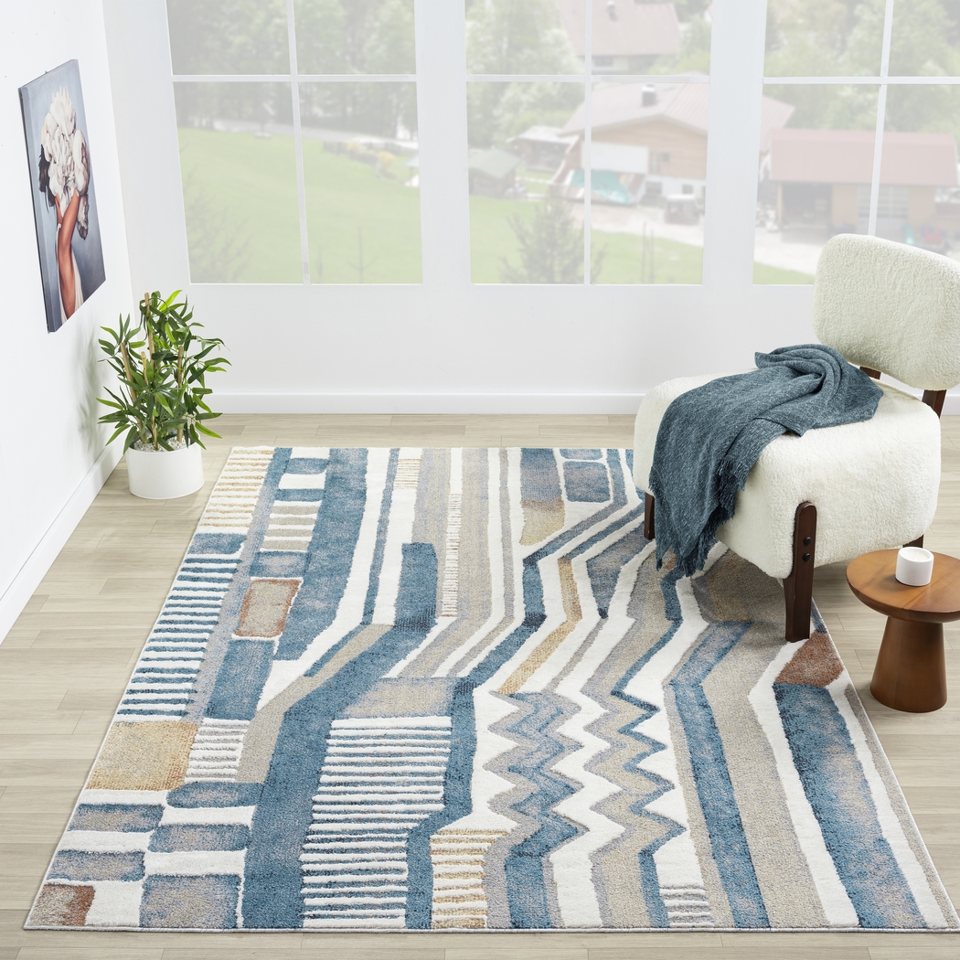 Evette Rios Zorion Blue 5'3 x 7' Rug - Thumbnail - Image 2