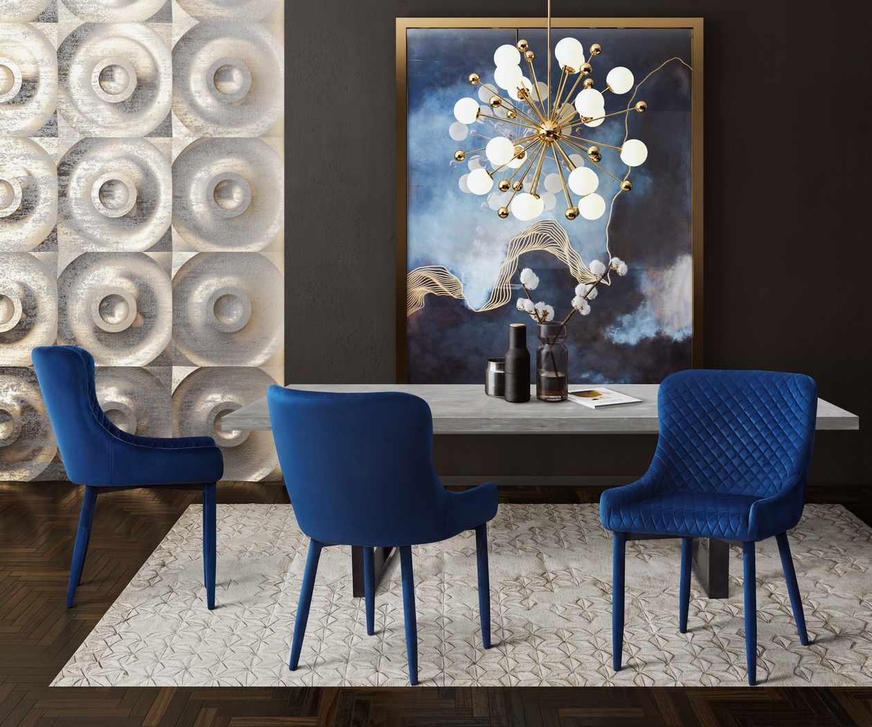 Evorna Navy Side Chair - Thumbnail - Image 7