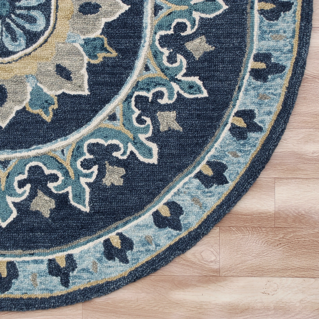 Exmeda Blue/Multi 5' Round Rug - Thumbnail - Image 3