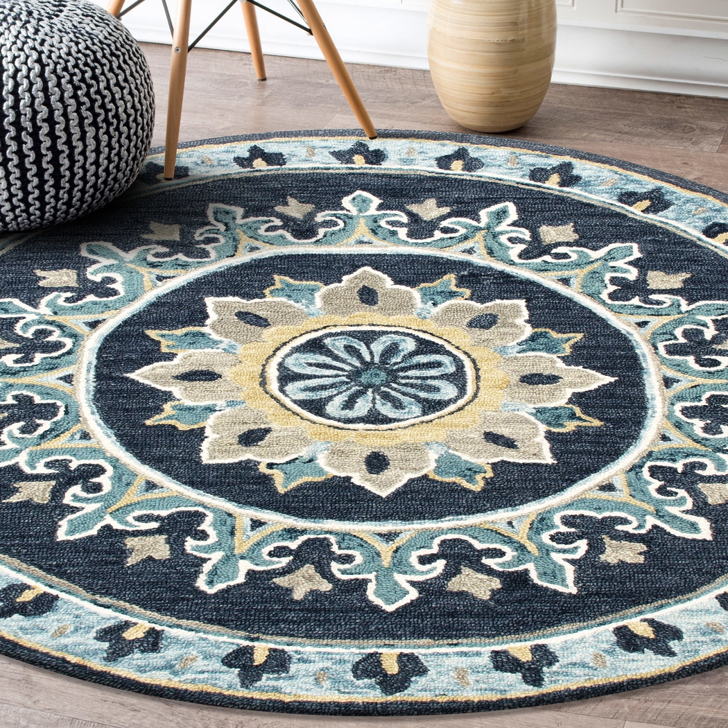 Exmeda Blue/Multi 7' Round Rug - Thumbnail - Image 2