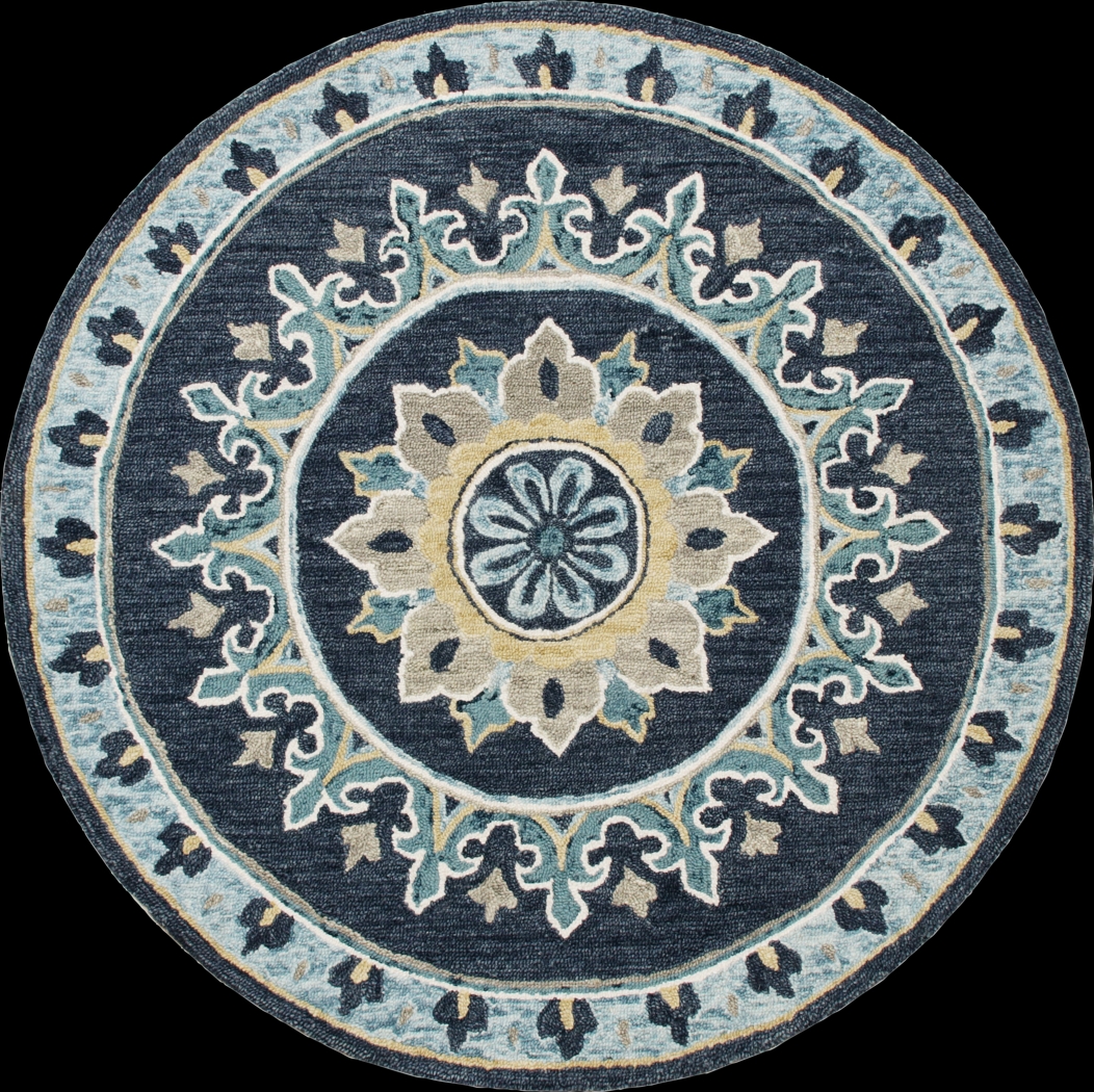Exmeda Blue/Multi 7' Round Rug - Thumbnail - Image 1