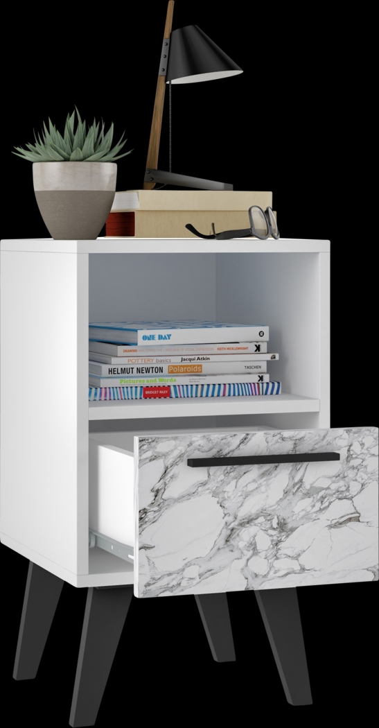 Exmore White Marble Nightstand - Thumbnail - Image 4