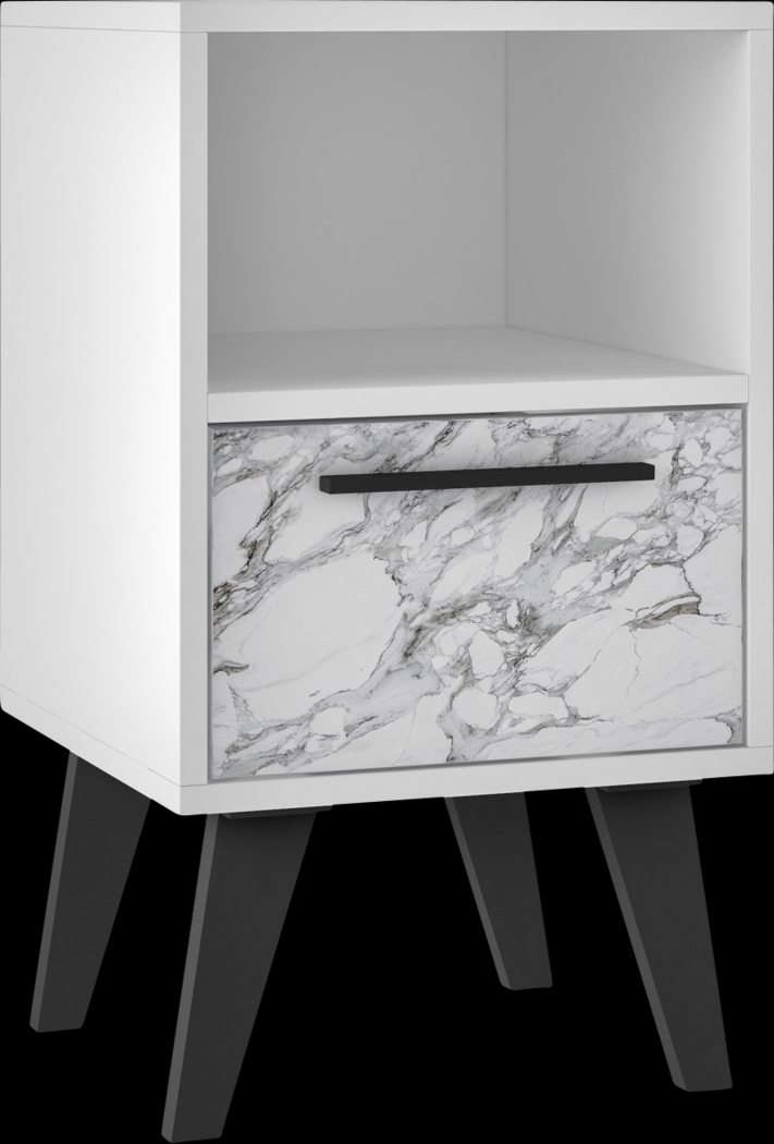 Exmore White Marble Nightstand - Thumbnail - Image 1