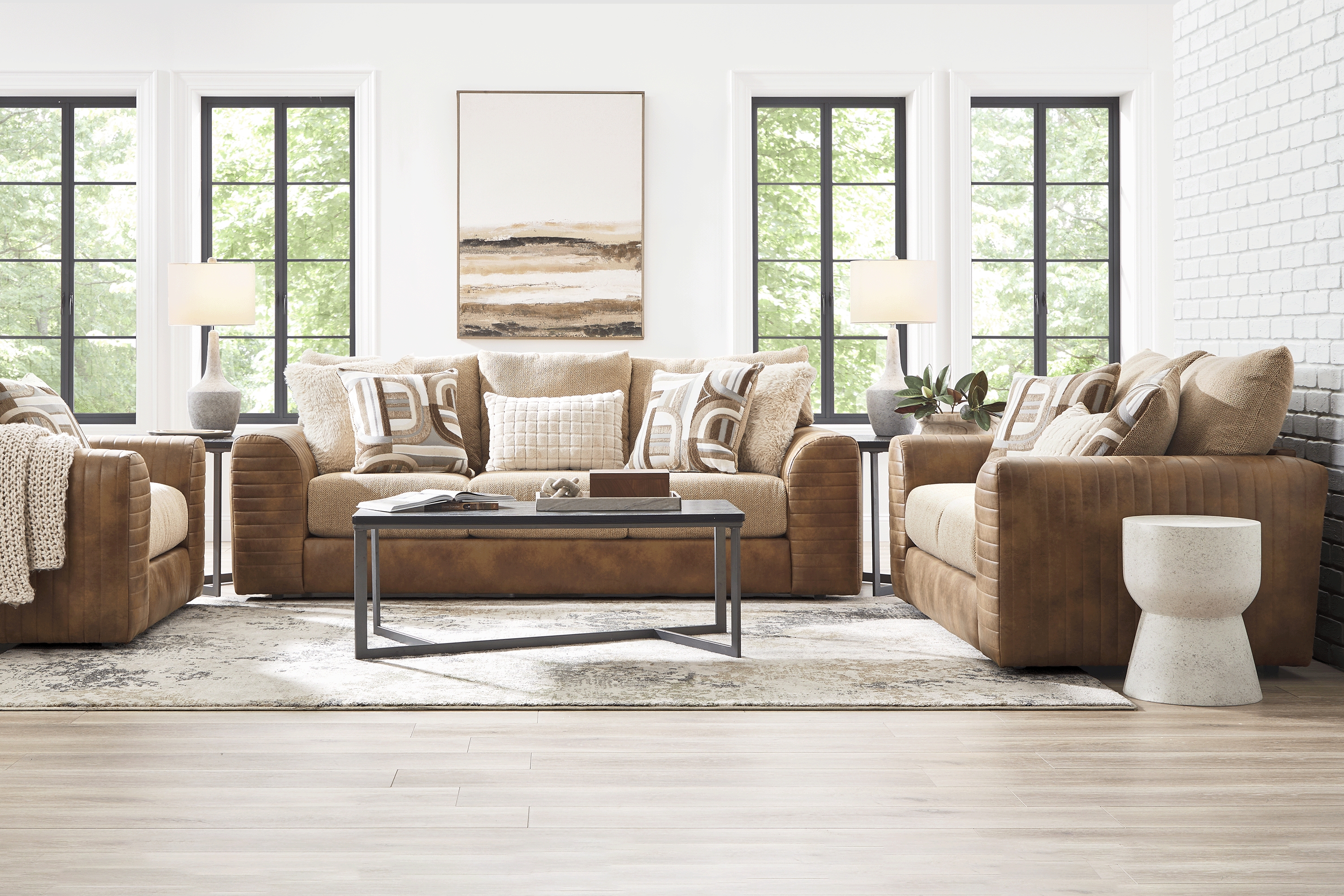 Exton Brown 5 Pc Living Room - Thumbnail - Image 1