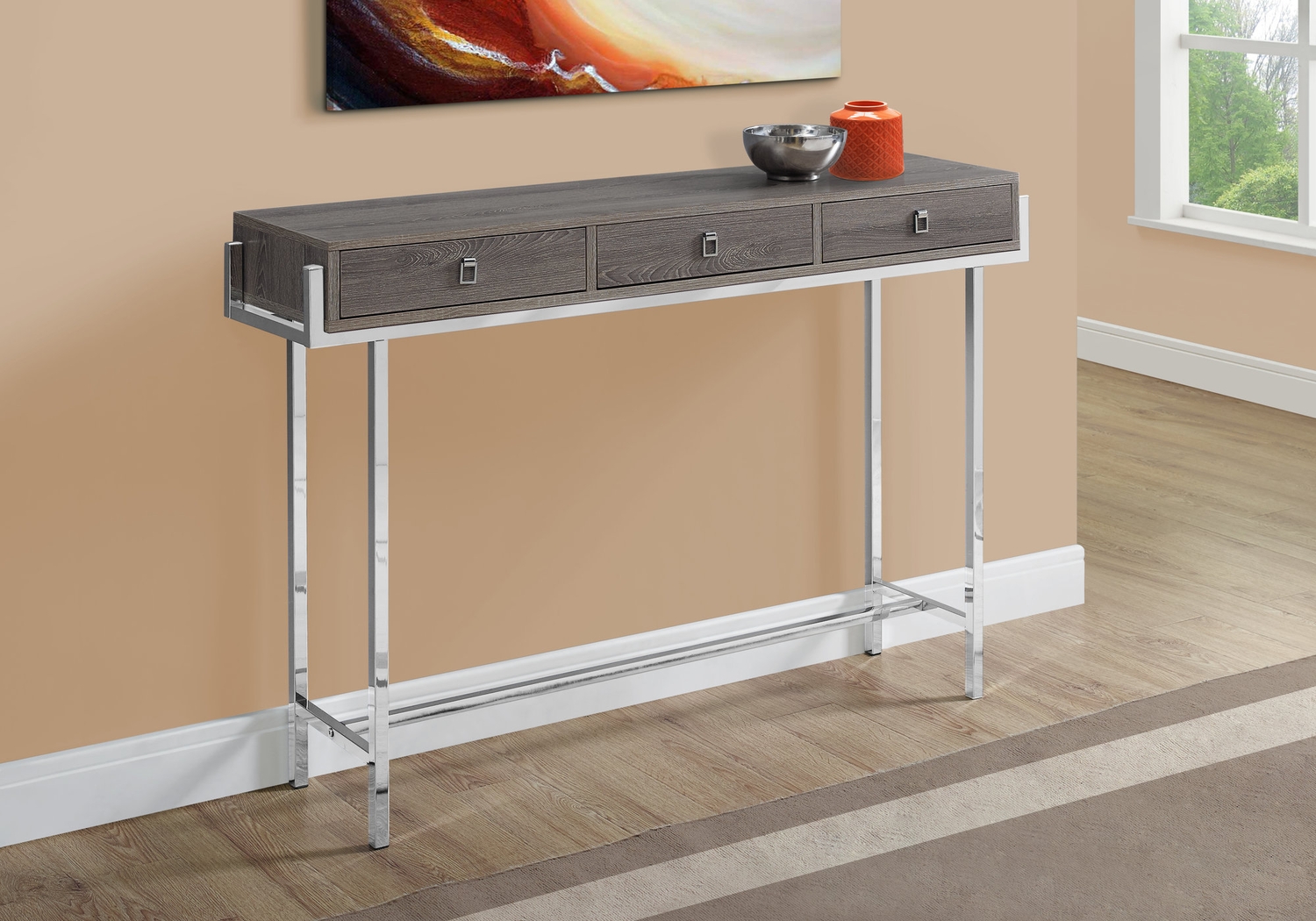 Ezell Taupe Console Table - Thumbnail - Image 2