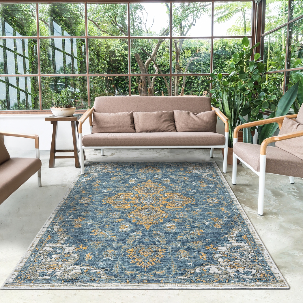 Fadika Blue 5'3 x 7' Indoor/Outdoor Rug - Thumbnail - Image 2