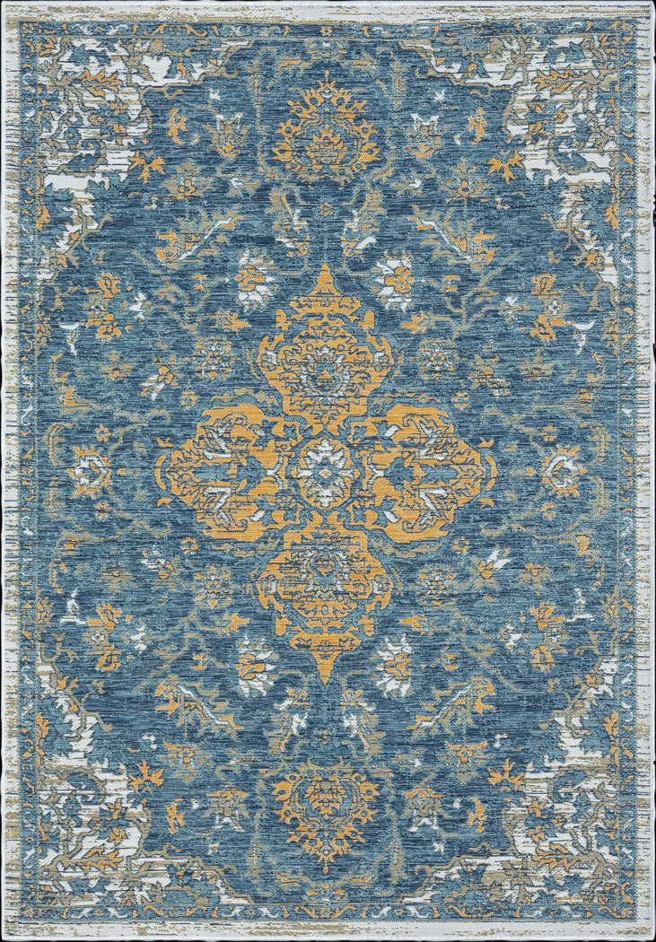 Fadika Blue 5'3 x 7' Indoor/Outdoor Rug - Thumbnail - Image 1