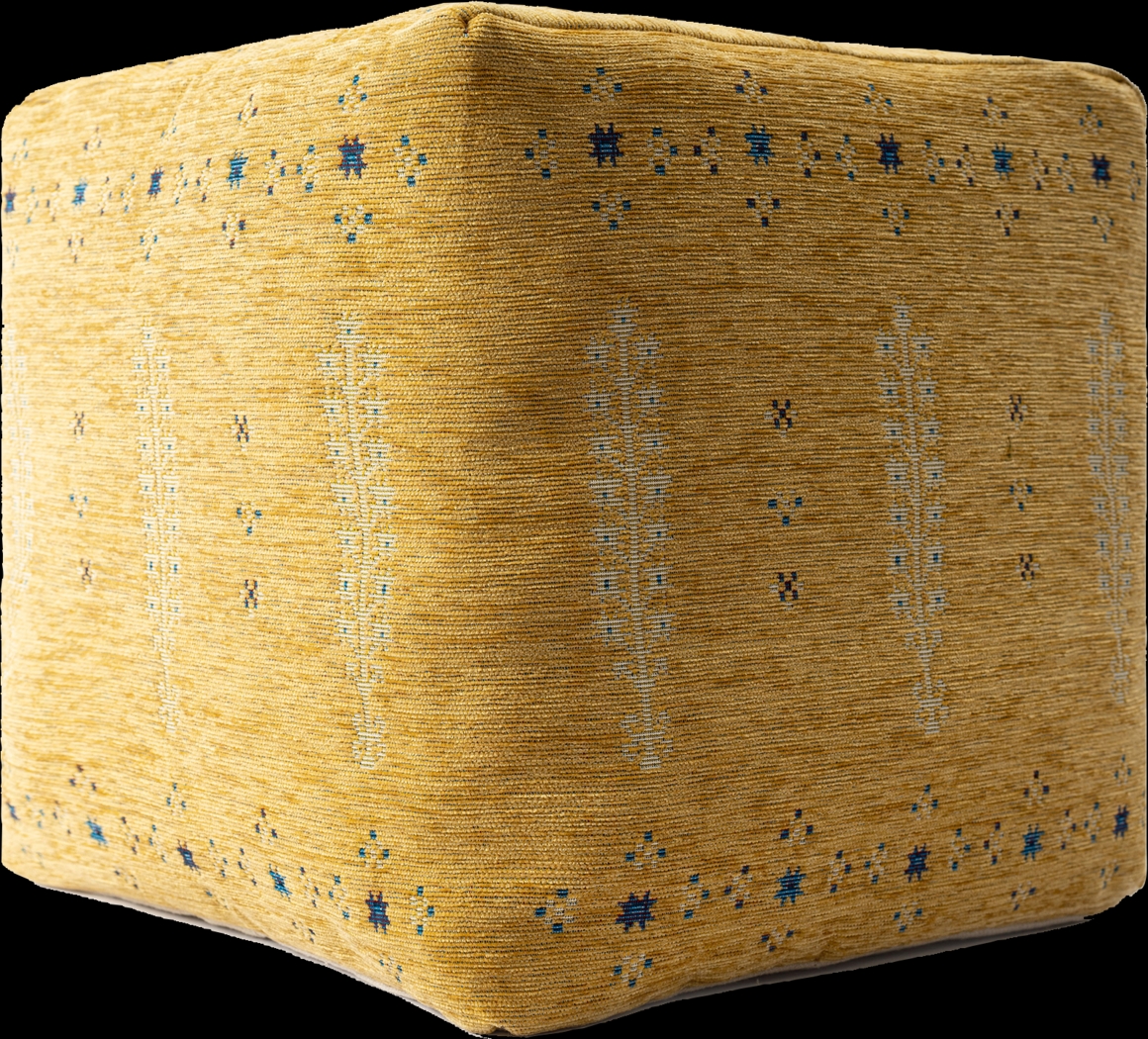 Faesia Yellow/Blue Pouf - Thumbnail - Image 1