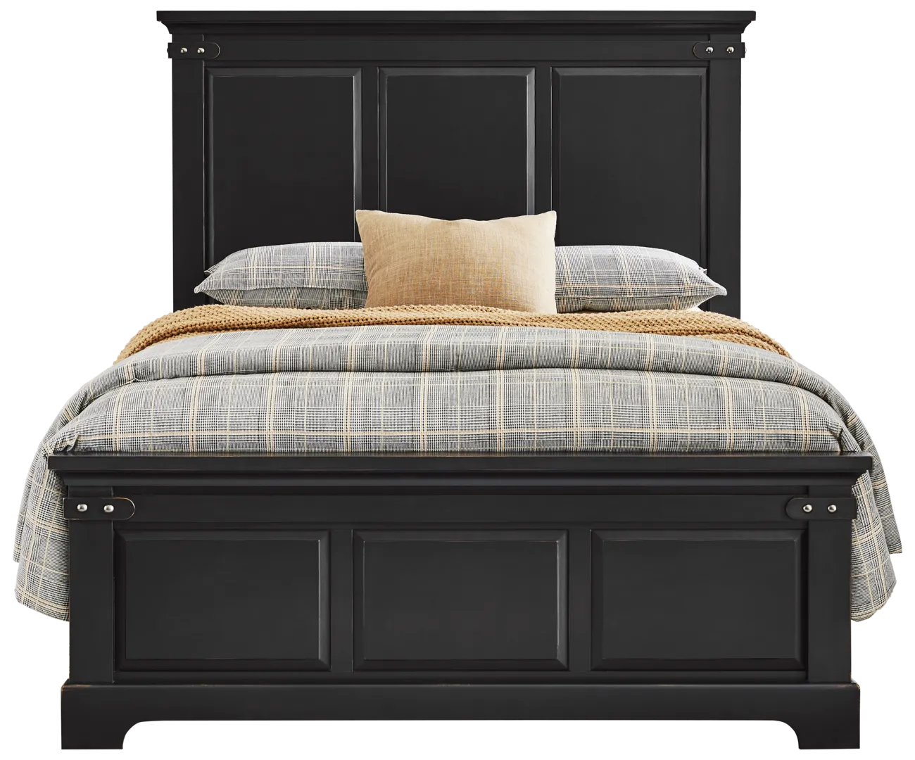 black 3 pc king panel bed