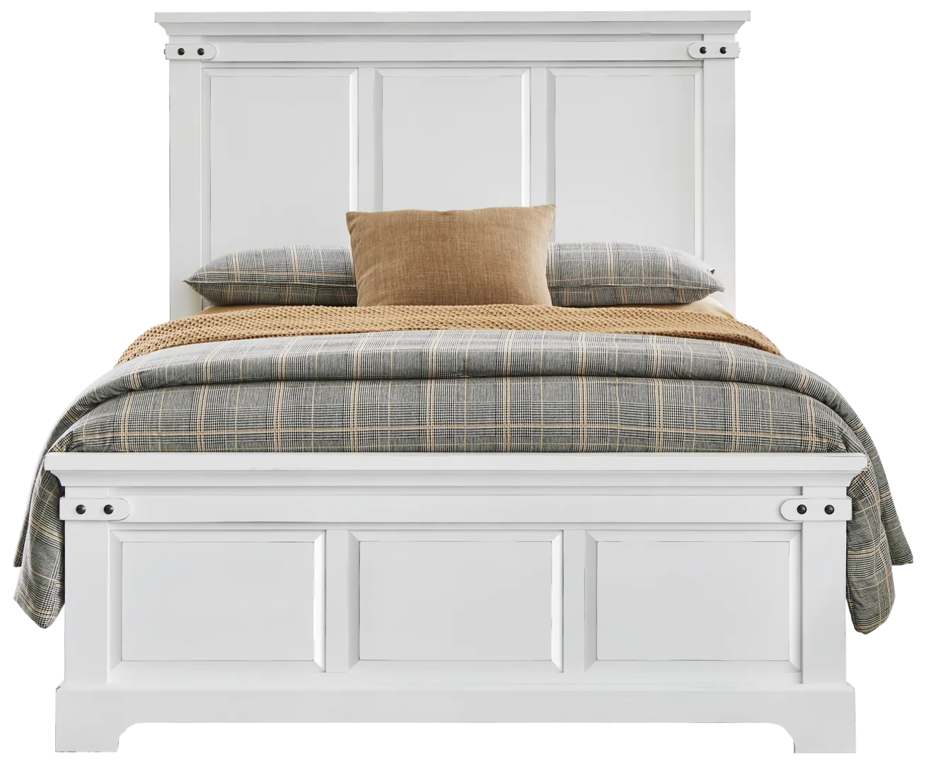 white 3 pc queen panel bed