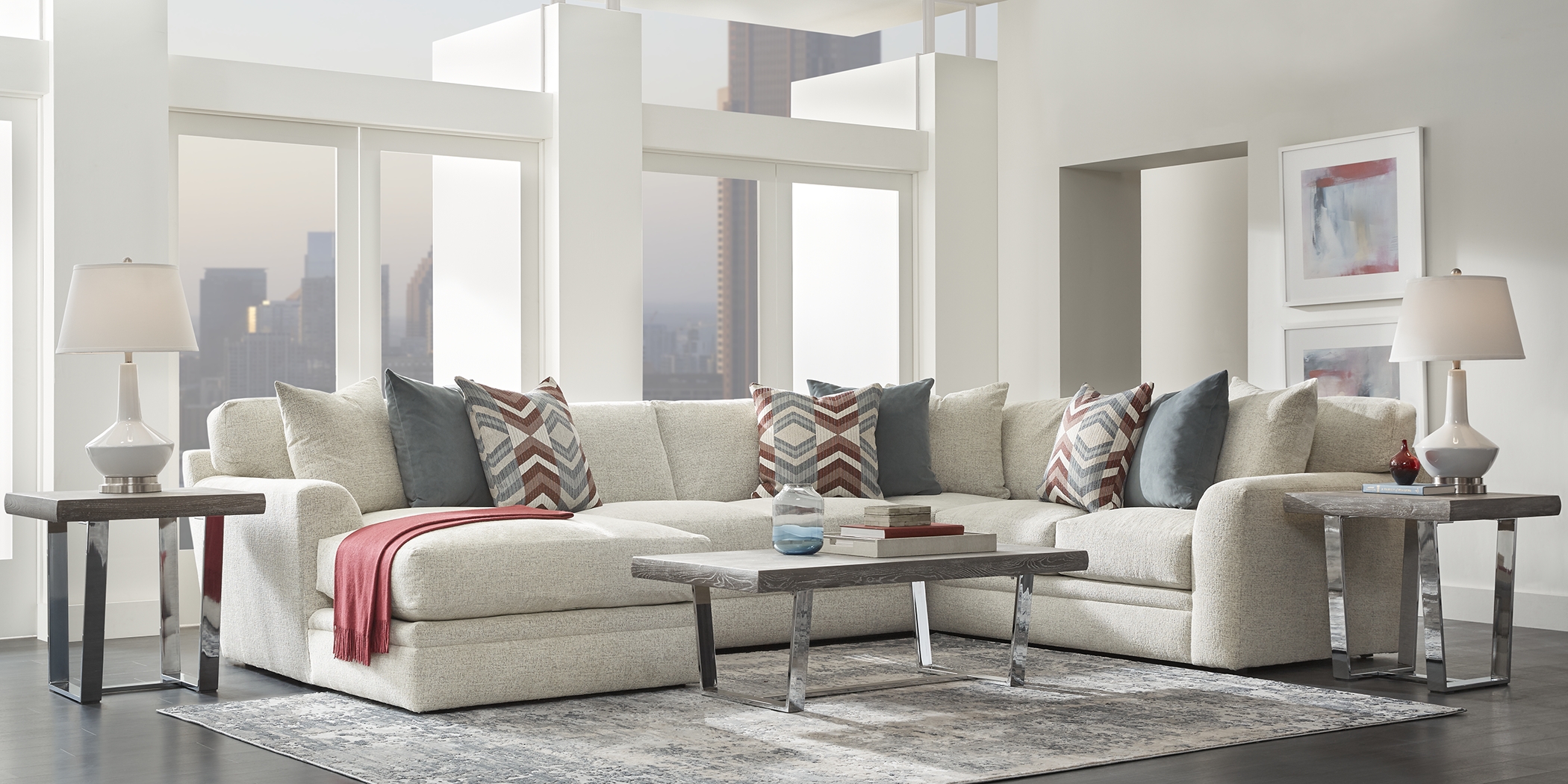 Fairleigh Linen 7 Pc Sectional Living Room - Thumbnail - Image 1
