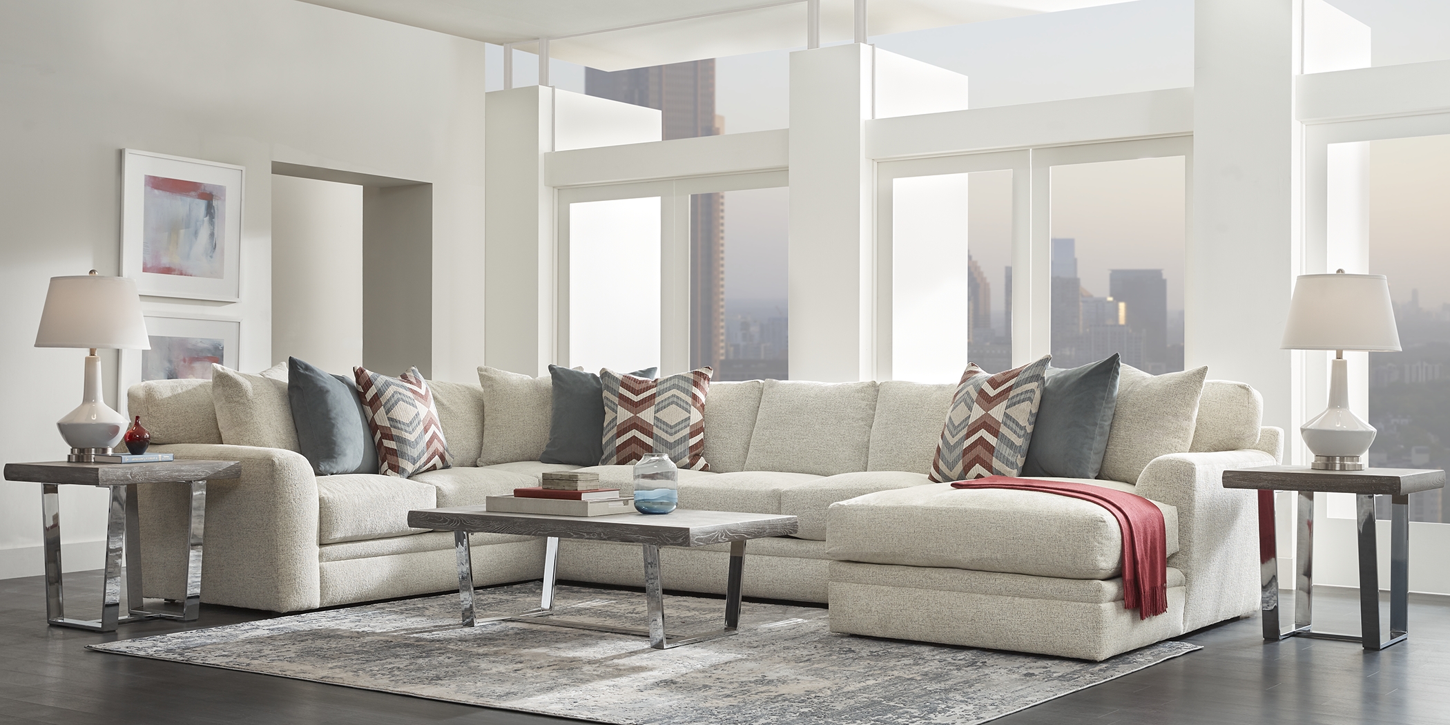 Fairleigh Linen 7 Pc XL Sectional Living Room - Thumbnail - Image 1