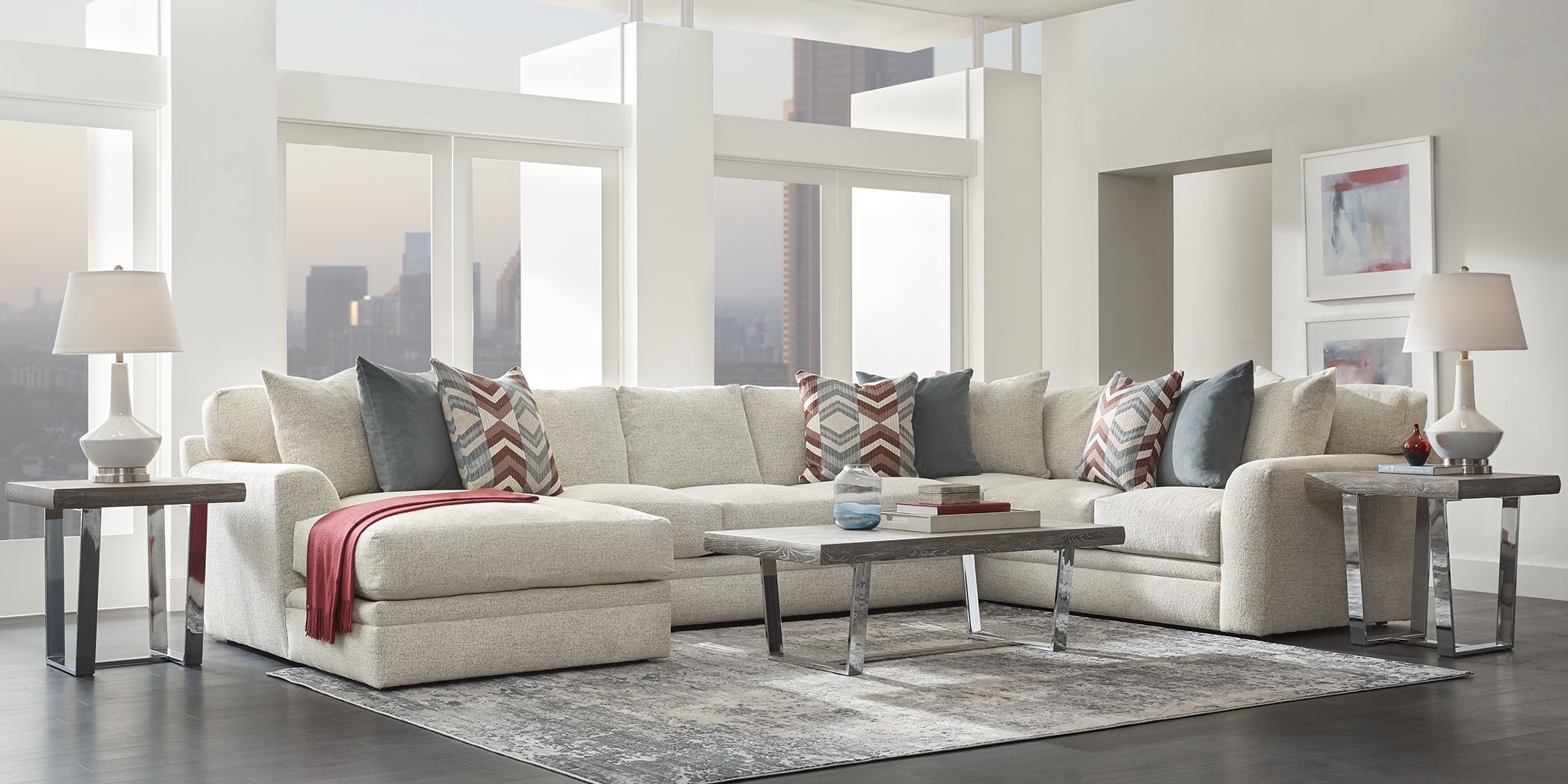 Fairleigh Linen 7 Pc XL Sectional Living Room - Thumbnail - Image 1