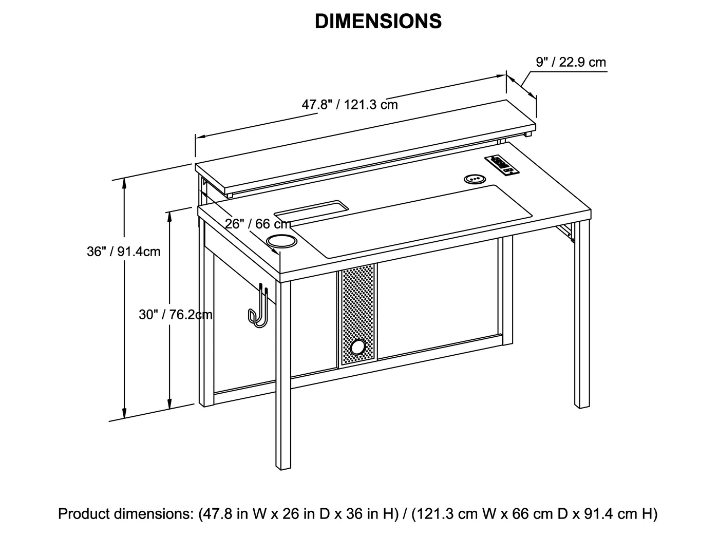 Kids Falkor Gray 48 in. Gaming Desk - Thumbnail - Image 19
